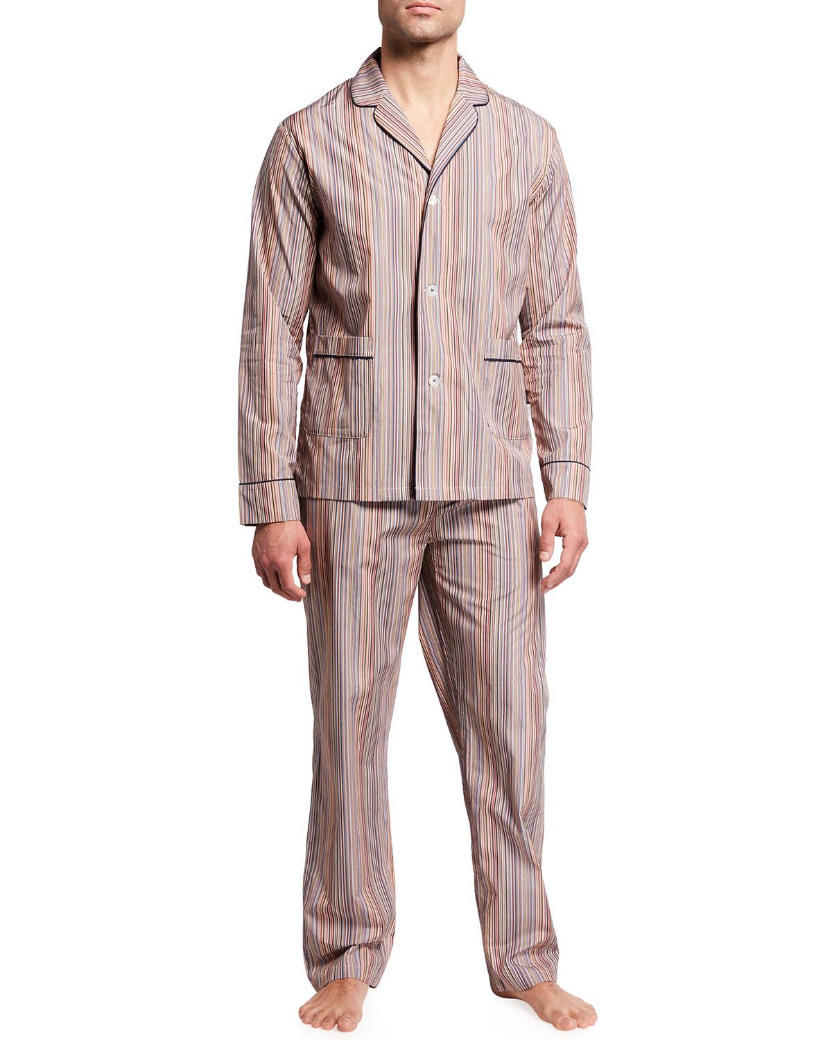 Men & apos;s Multi-Stripe Long-Sleeve Pajama Set