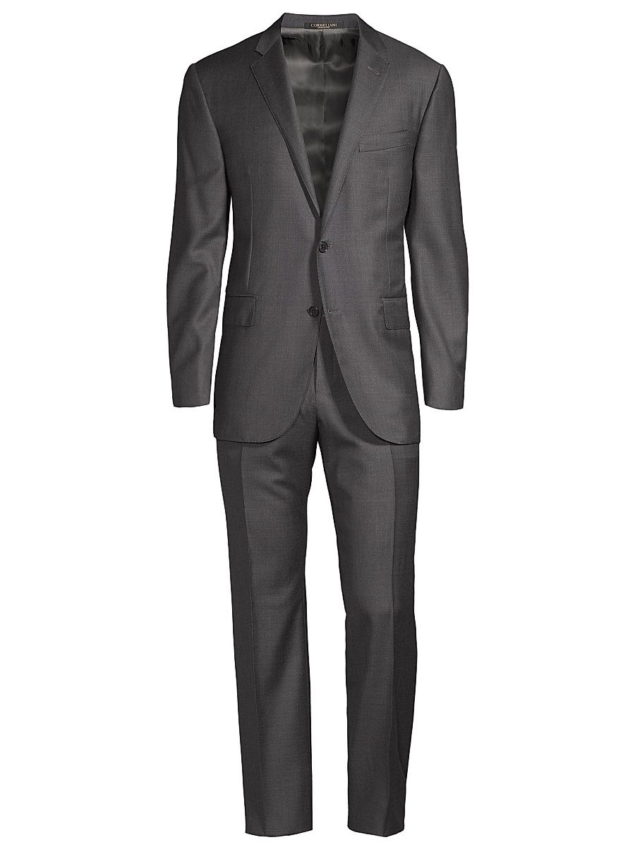 Men's Classic Wool Suit - Dark Grey - Size 46