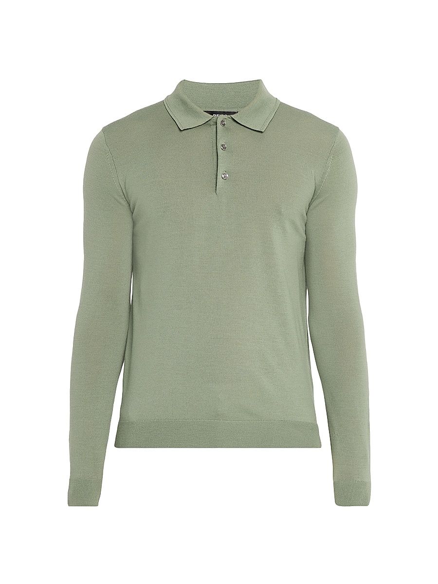 Men's Trafford Merino Wool Long-Sleeve Polo Shirt - Harper Green - Size XXL
