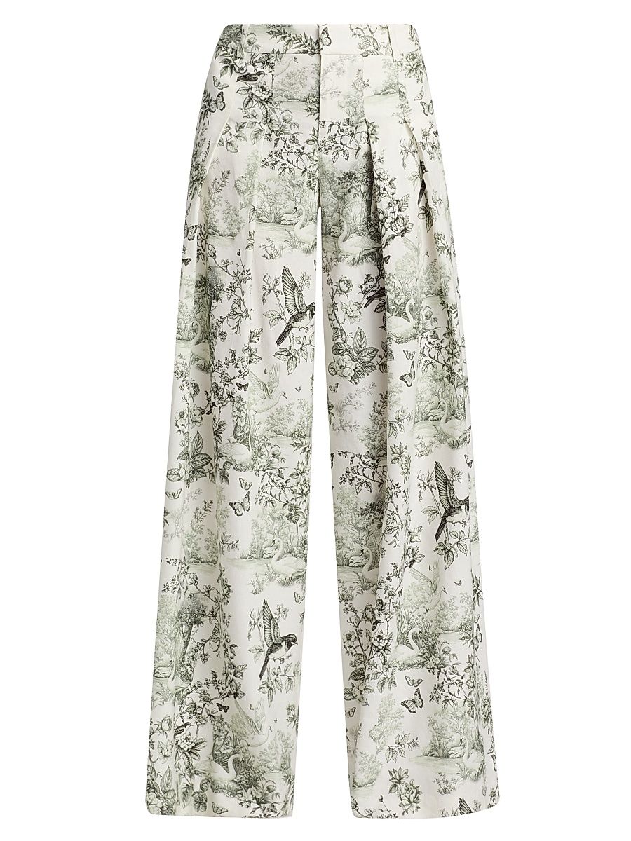 Women's Blaire Printed Linen-Blend Wide-Leg Pants - Daybreak - Size 6