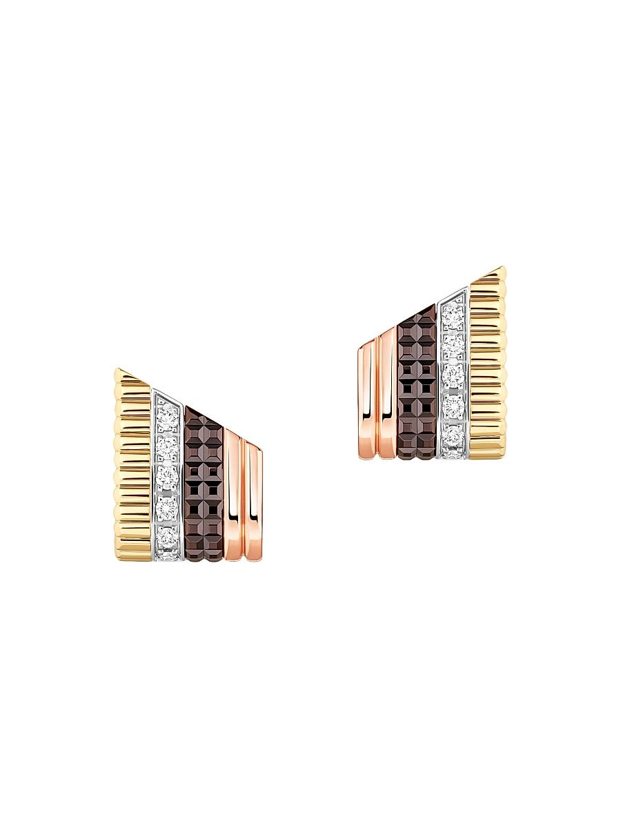 Women's Quatre Classique Tri-Tone 18K Gold & 0.26 TCW Diamond Stud Earrings - Rose Gold