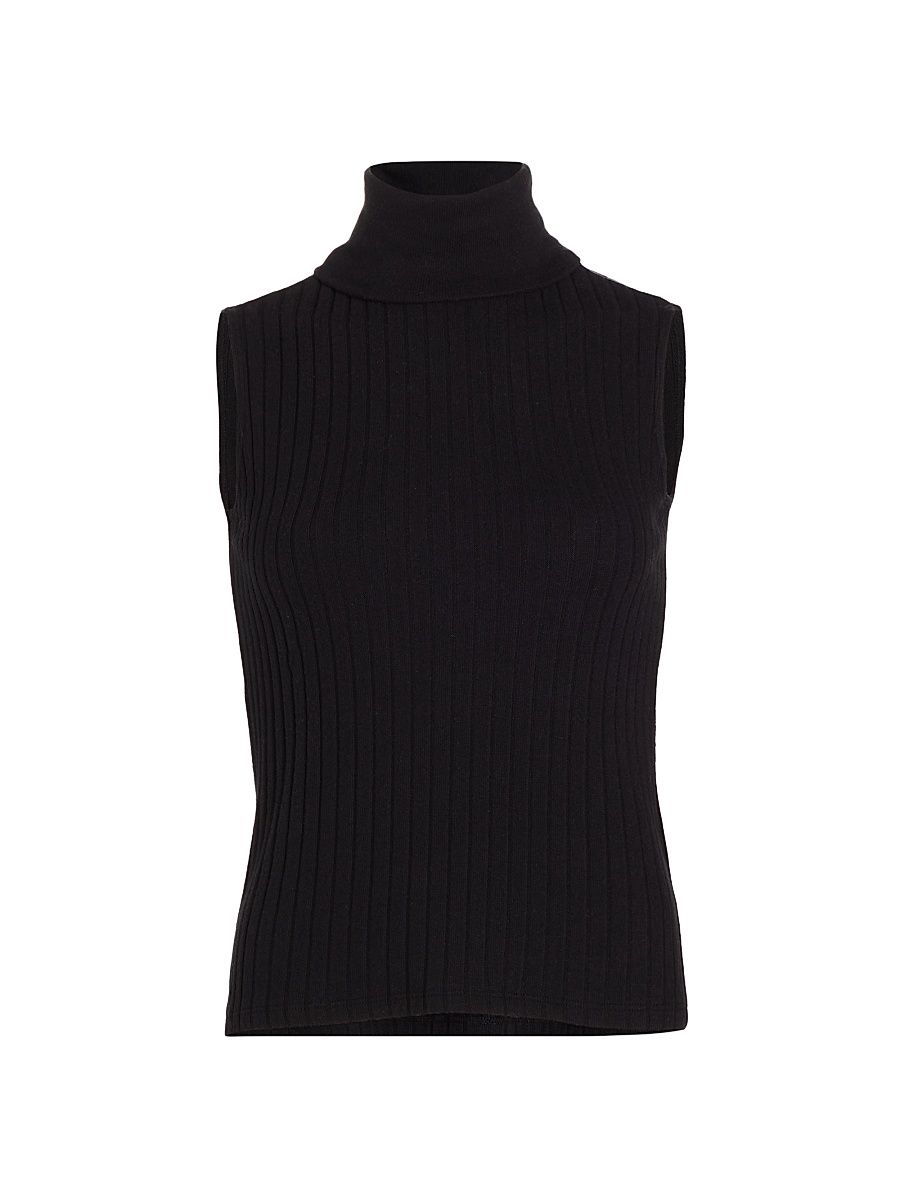 Women's Ceci Sleeveless Turtleneck Knit Top - Black - Size XL