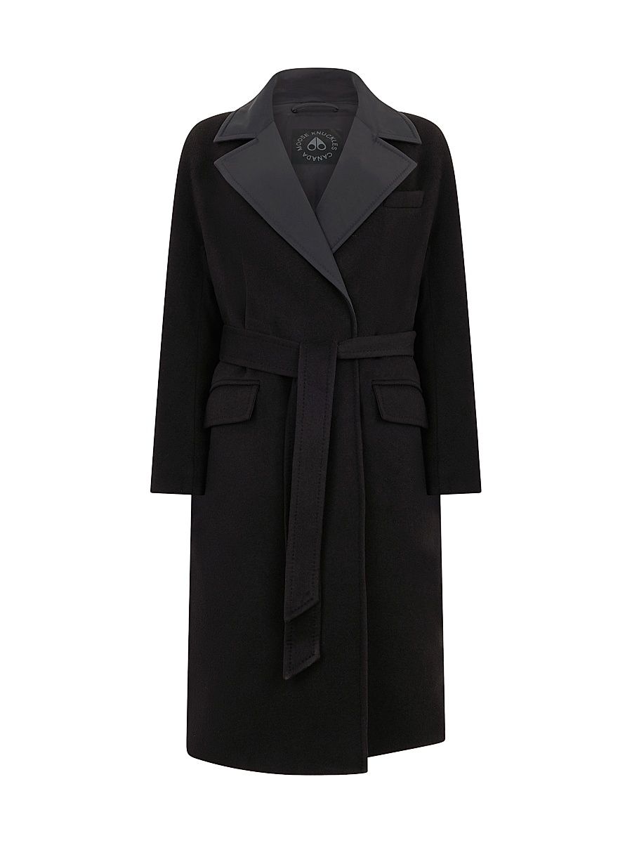 Women's Lafleur Wool-Blend Long Down Wrap Coat - Black - Size XL