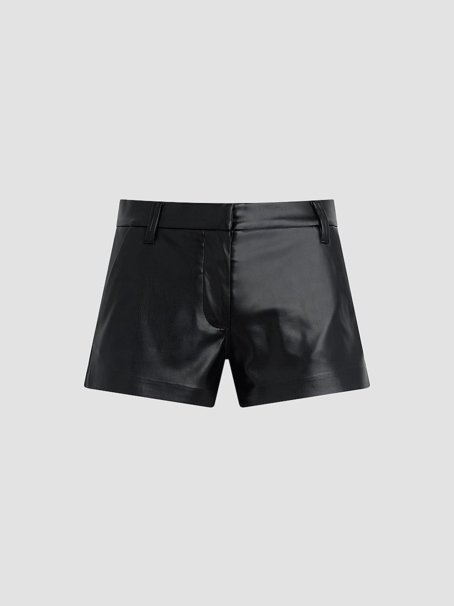 Women's Faux Leather Mini Shorts - Black - Size 8