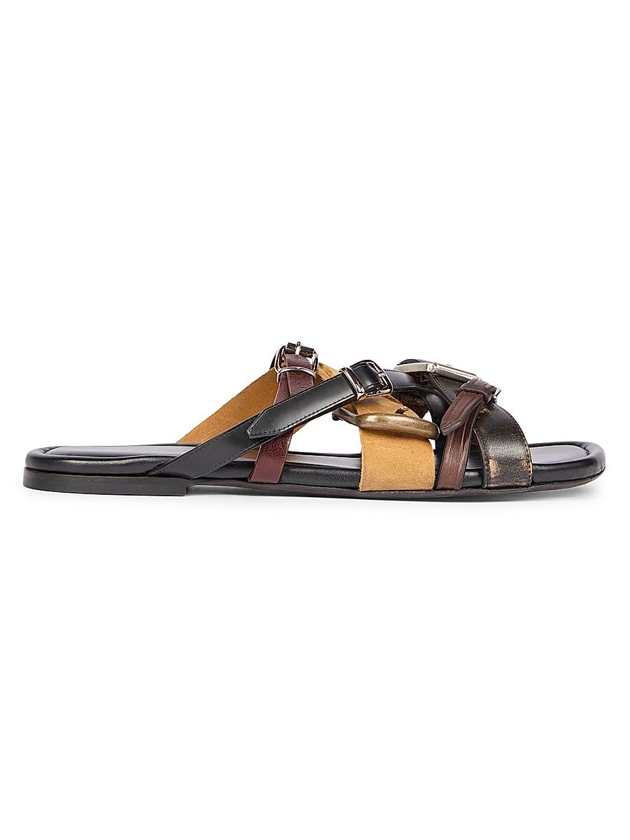 Men's Beltie Layered Buckle Sandals - Multi Brown - Size 13