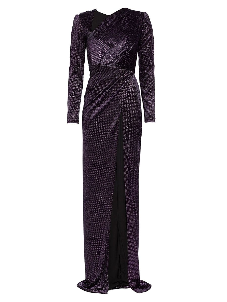 Women's Mila Paillette Velvet Gown - Magenta Black - Size 8