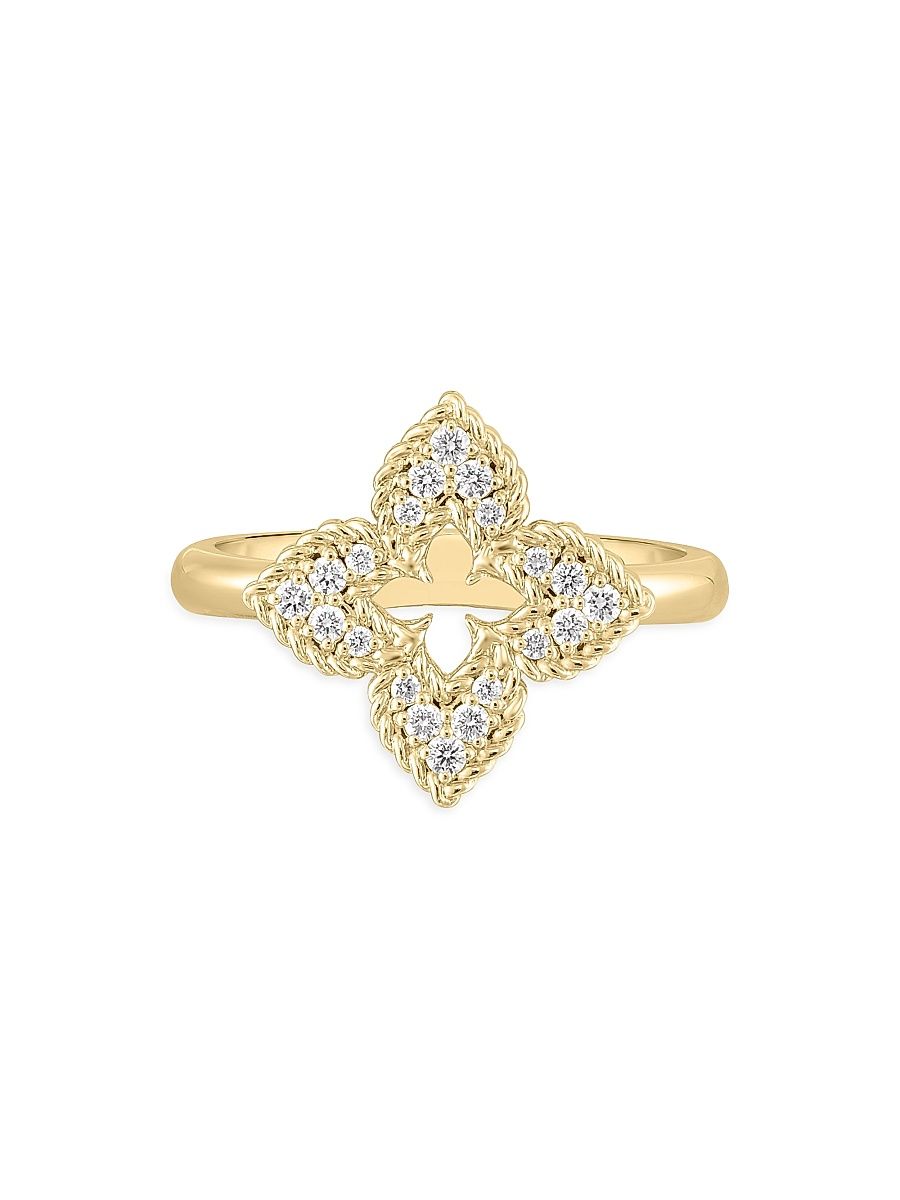 Women's Small 18K Yellow Gold & 0.15 TCW Diamond Venetian Flower Ring - Yellow Gold - Size 6.5