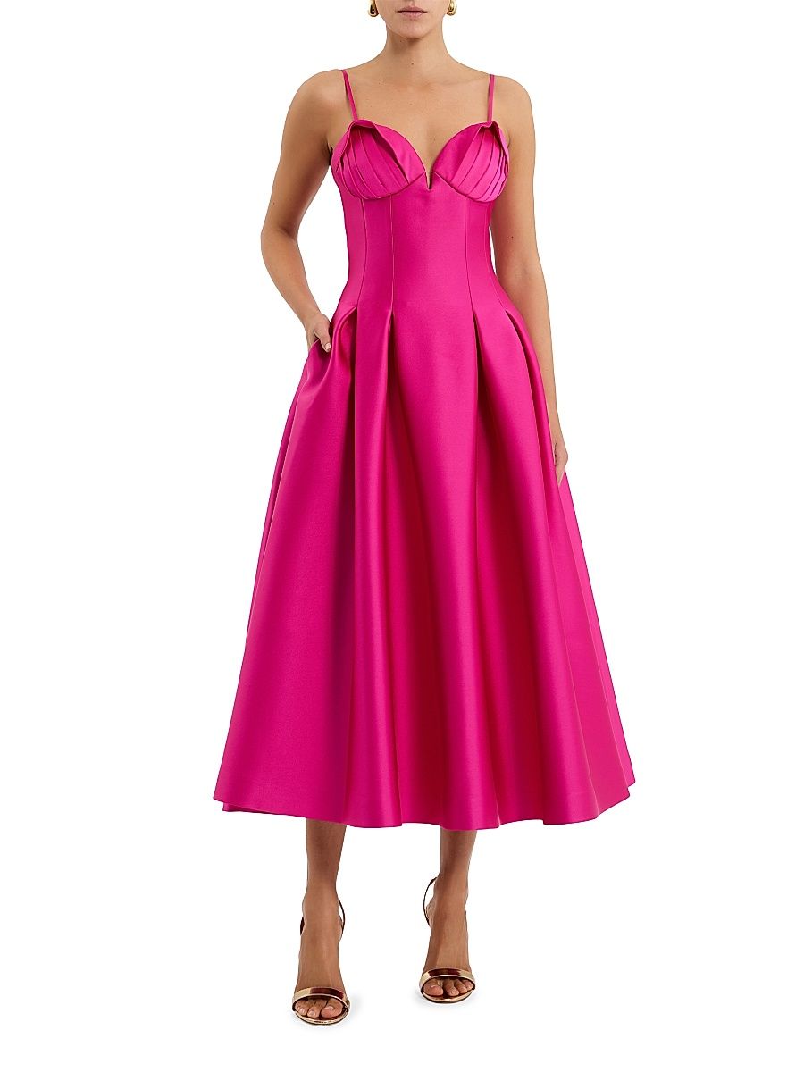 Women's Saskia Fit & Flare Midi-Dress - Hot Pink - Size 12