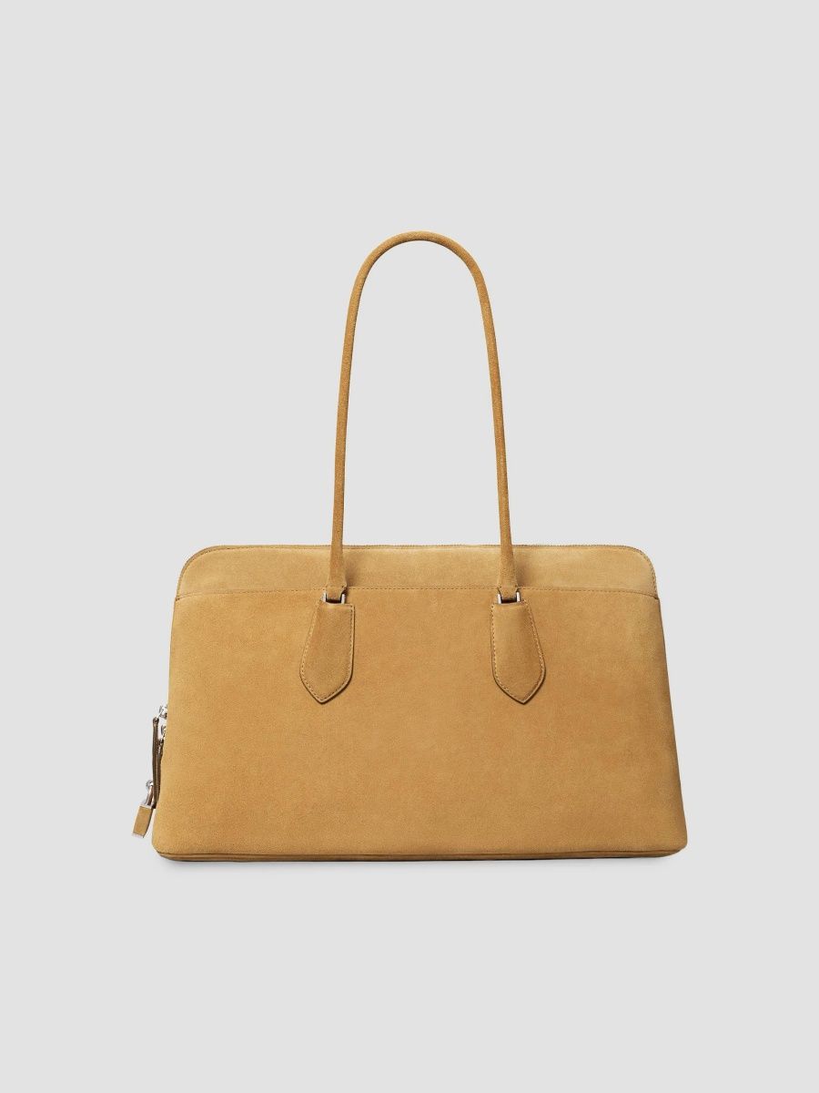 Tory Burch Women's Lock Suede Shoulder Bag - Toffee