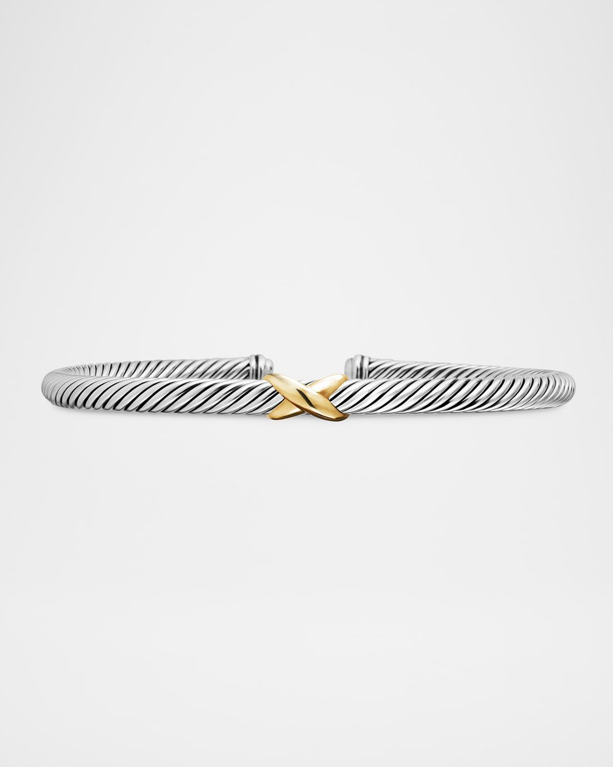 Cable Station Bracelet in Silver with 18K Gold, 4mm