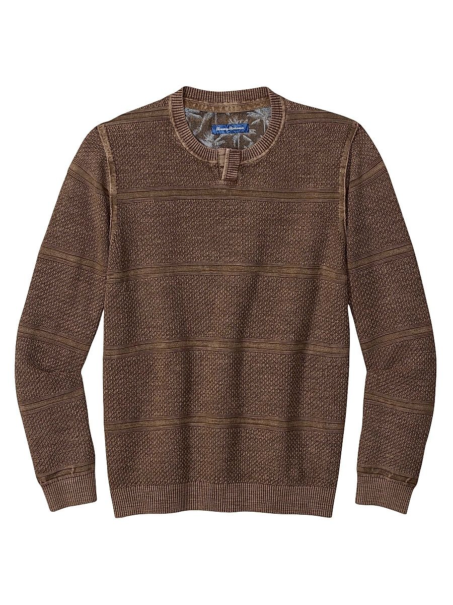 Men's Saltwater Textured Abaco Sweater - Chocolate Brown - Size XL