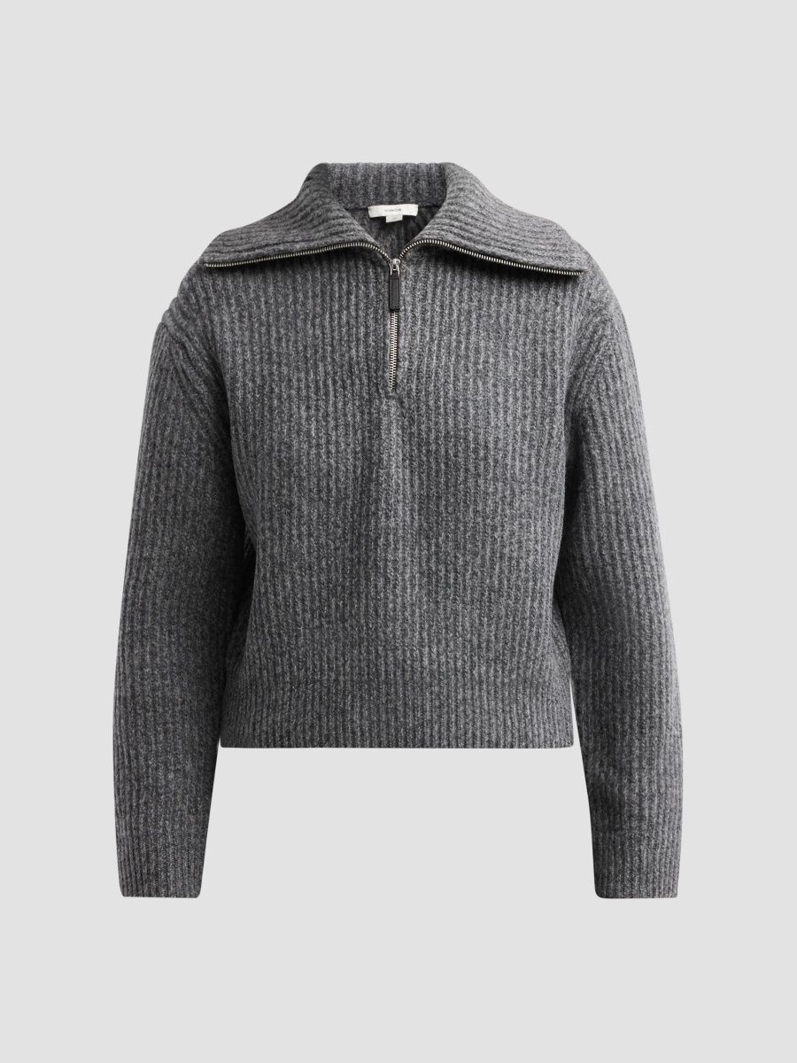Vince Women's Rib-Knit Wool-Cashmere Sweater - Grey Marl - Size Medium