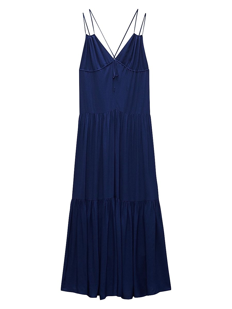 Women's Amanda Tiered Maxi-Dress - Deep Blue - Size Large
