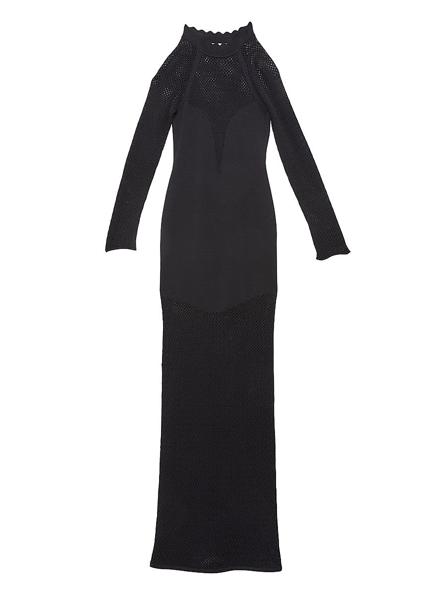 Women's Mesh Body-Con Maxi Dress - Black - Size Large