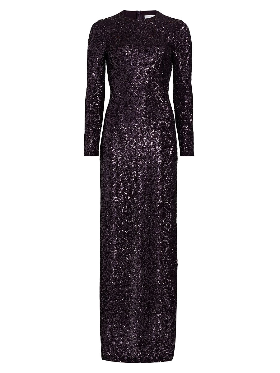 Women's Sequined Sheath Gown - Aubergine - Size 10