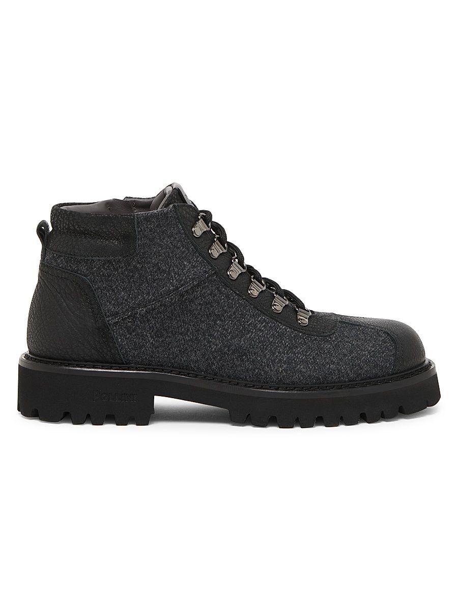 Men's Leather-Trimmed Wool-Blend Ankle Boots - Grey Black - Size 8