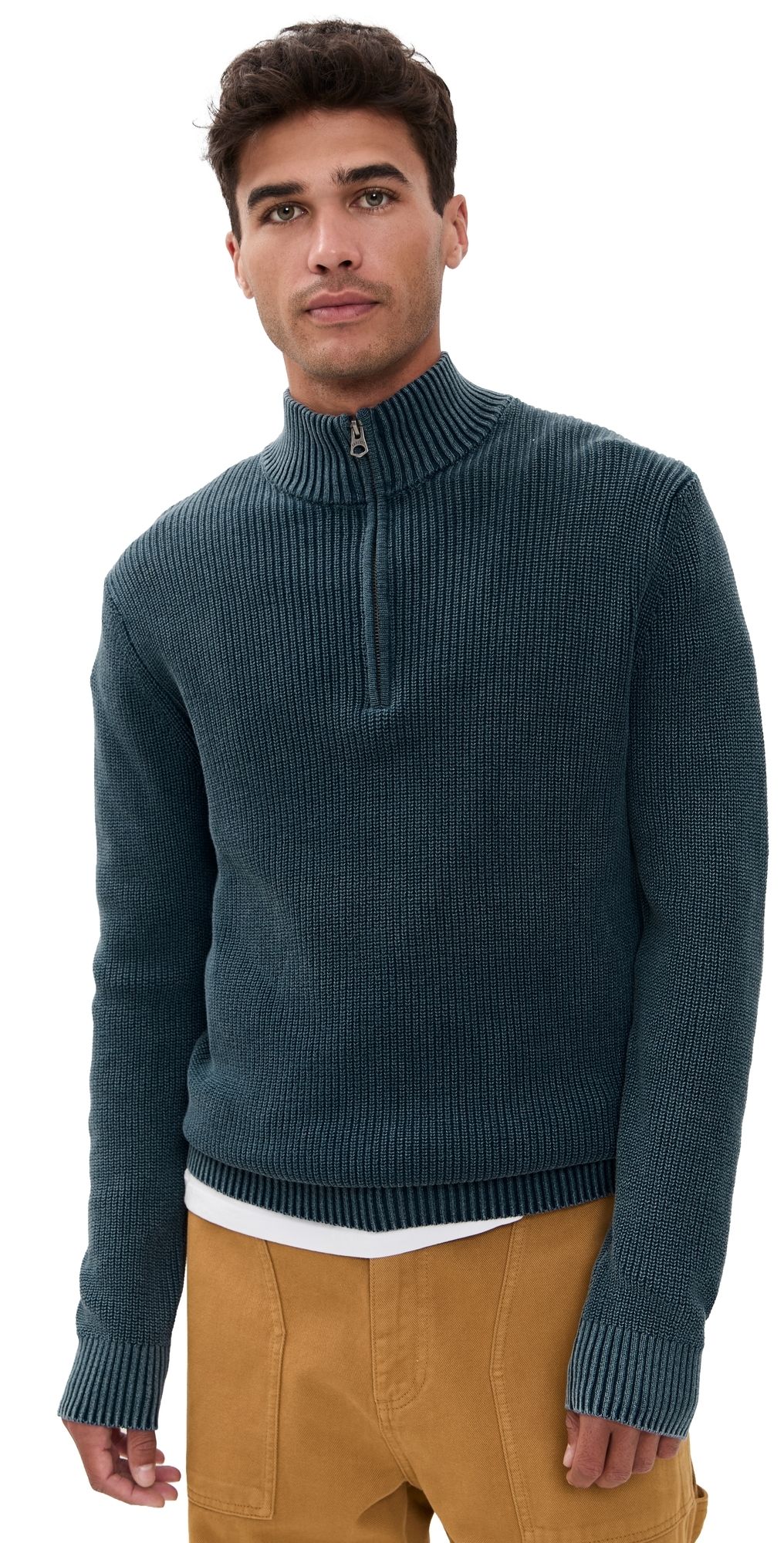 Faherty Sunwashed Quarter Zip Sweater Blue Nights L
