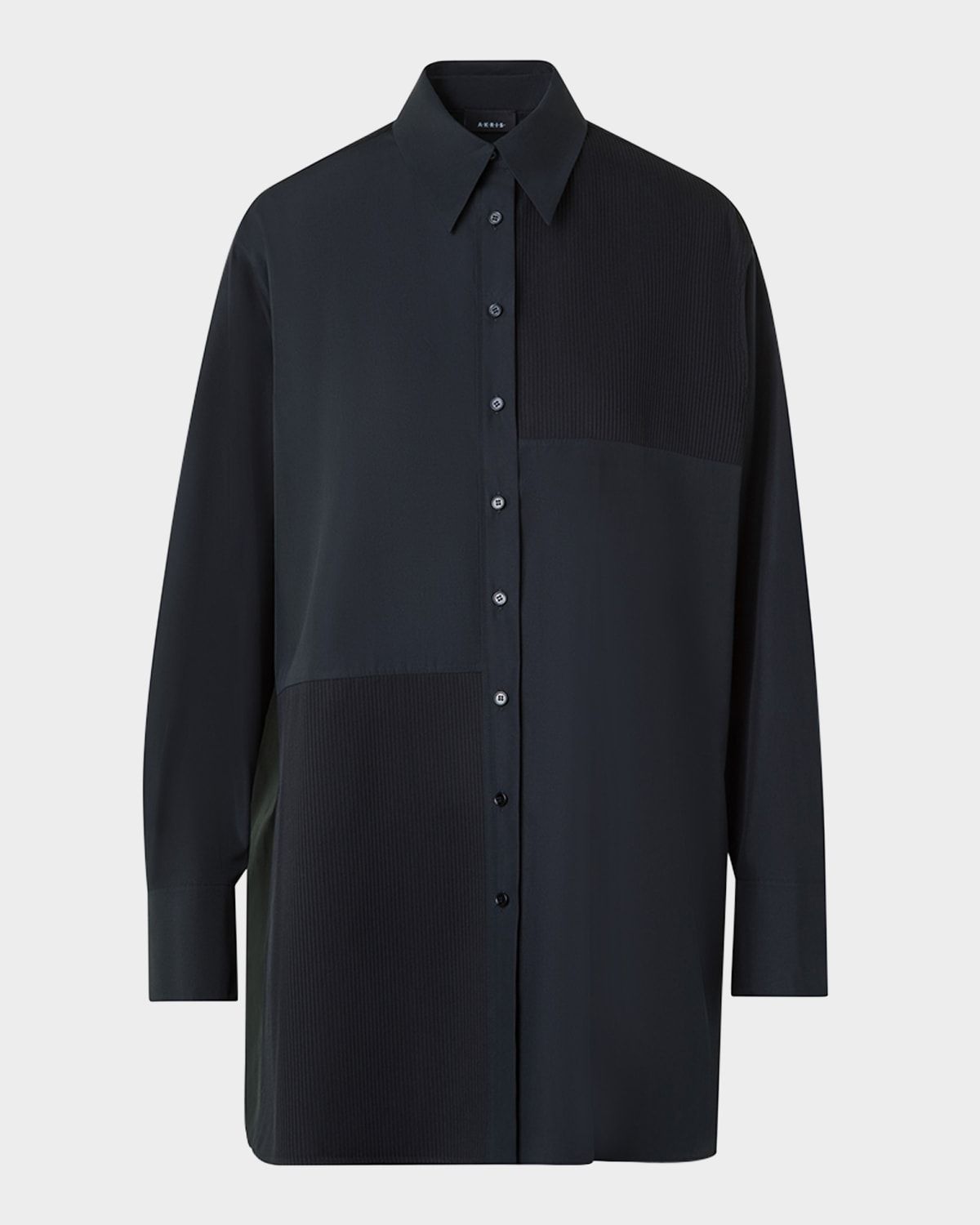 Stitched Pleats Inset Cotton Poplin Oversized Shirt