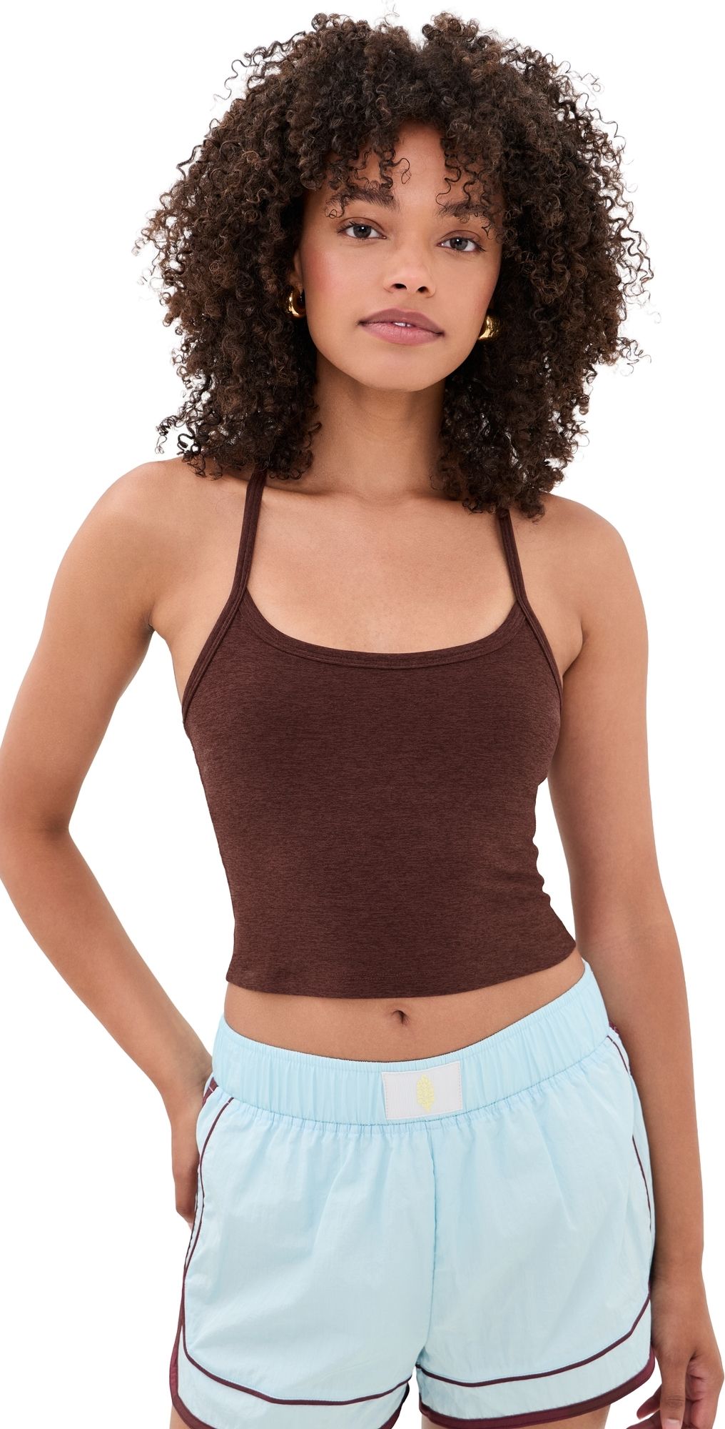 Beyond Yoga Spacedye Slim Racerback Cropped Tank Iced Mocha Heather S