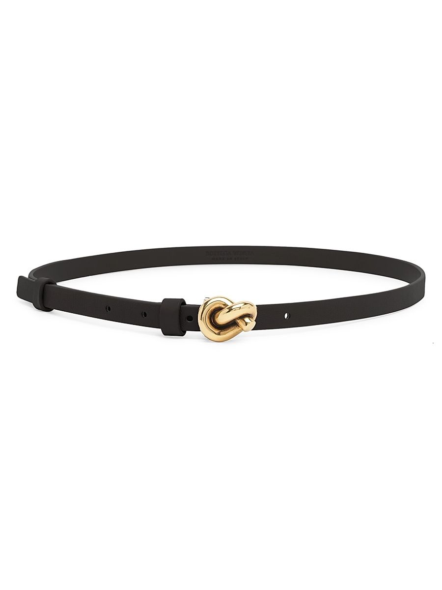 Women's Leather Knot Belt - Black - Size Medium