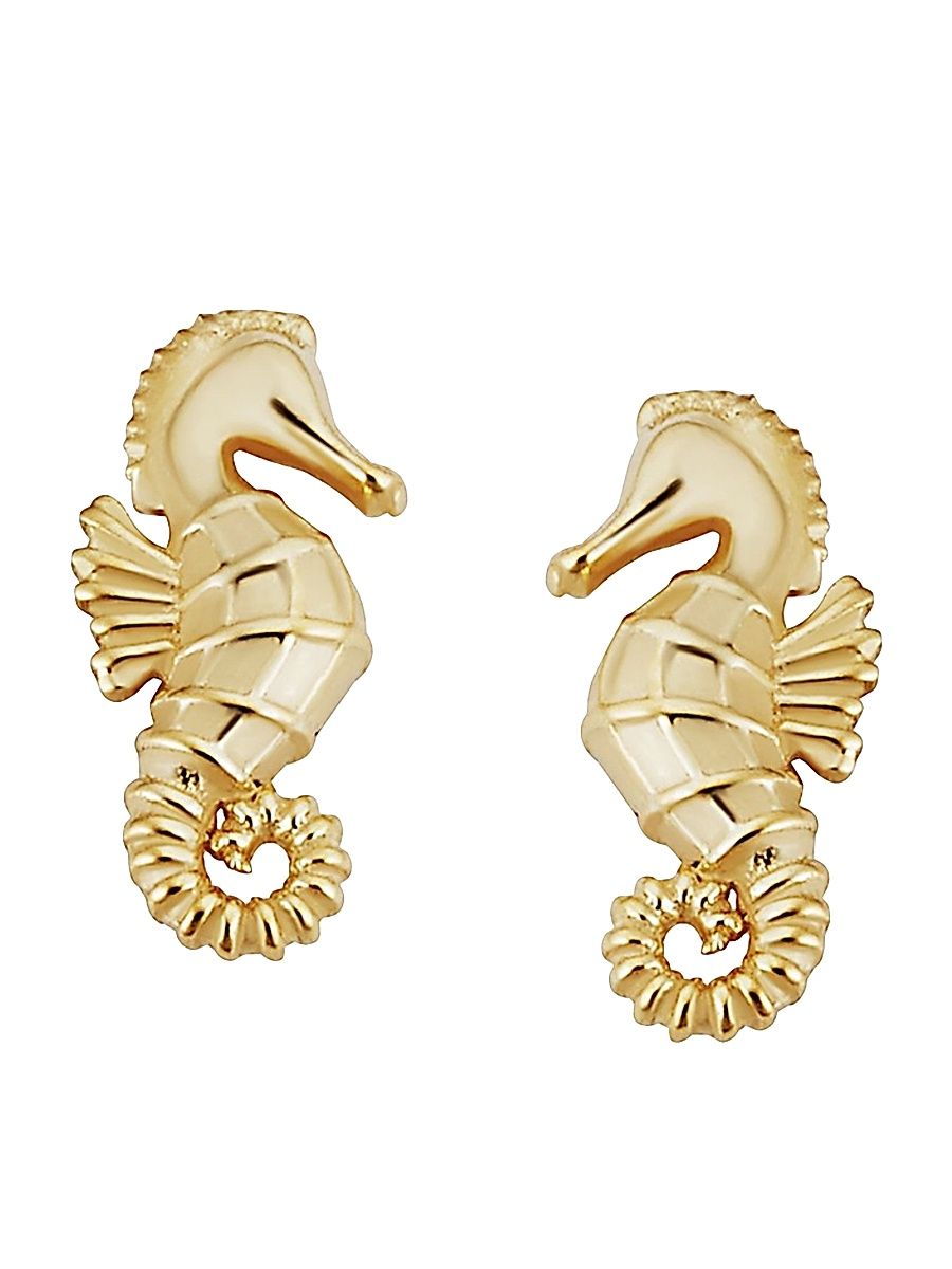 Women's 14K Yellow Gold Seahorse Studs - Yellow Gold