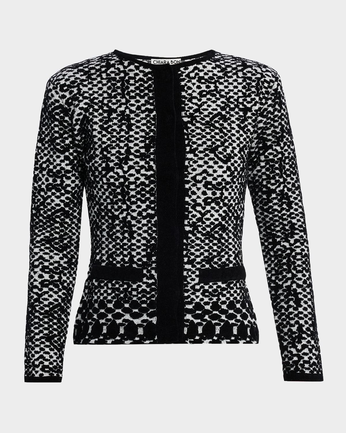 Karnak Crewneck Jacquard-Knit Cardigan