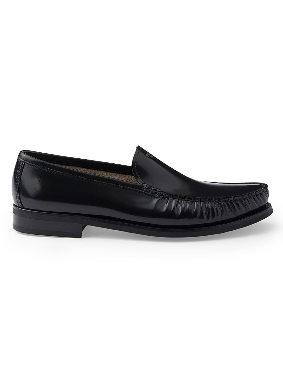 Men's Brushed Leather Loafers - Black - Size 5.5