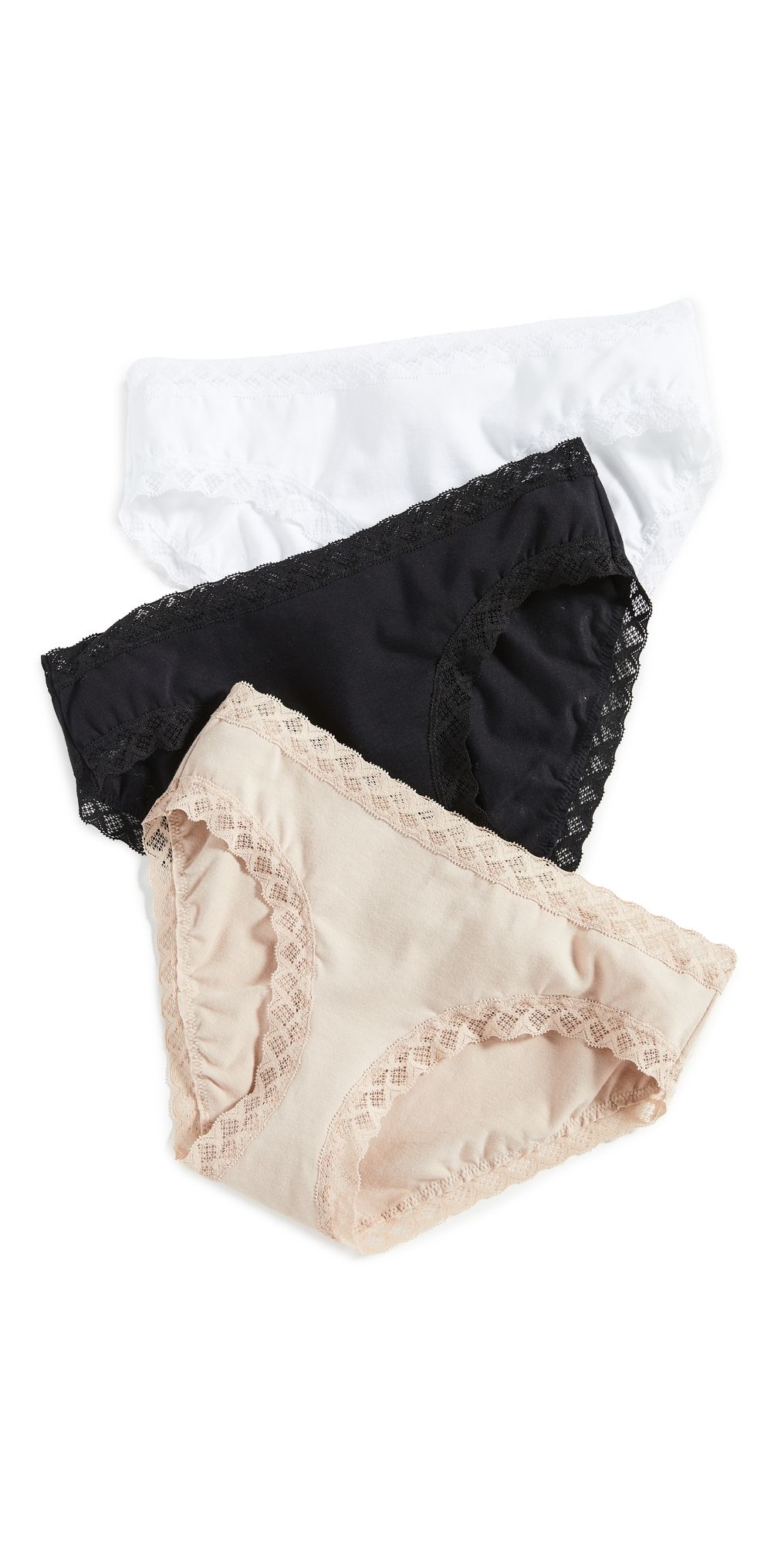 Natori Bliss Girl Briefs 3-Pack Black/Cafe/White L