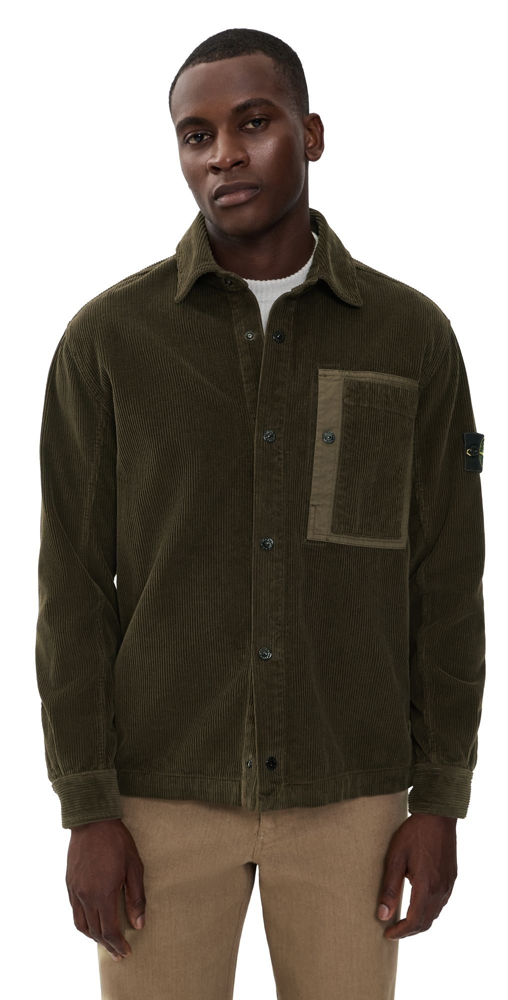 Stone Island Corduroy Overshirt Coal Grey S