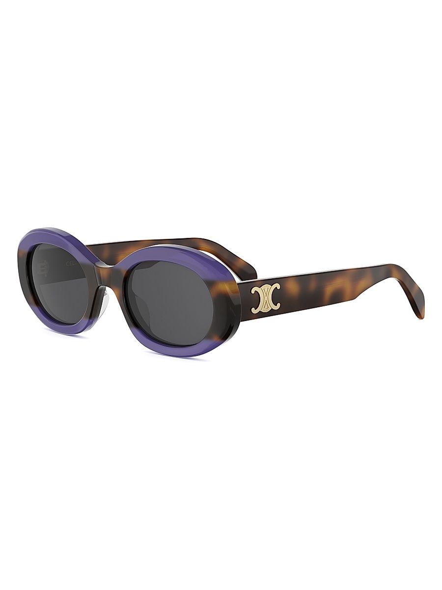 Women's TRIOMPHE 50MM Logo Oval sunglasses - Havana Purple Smoke