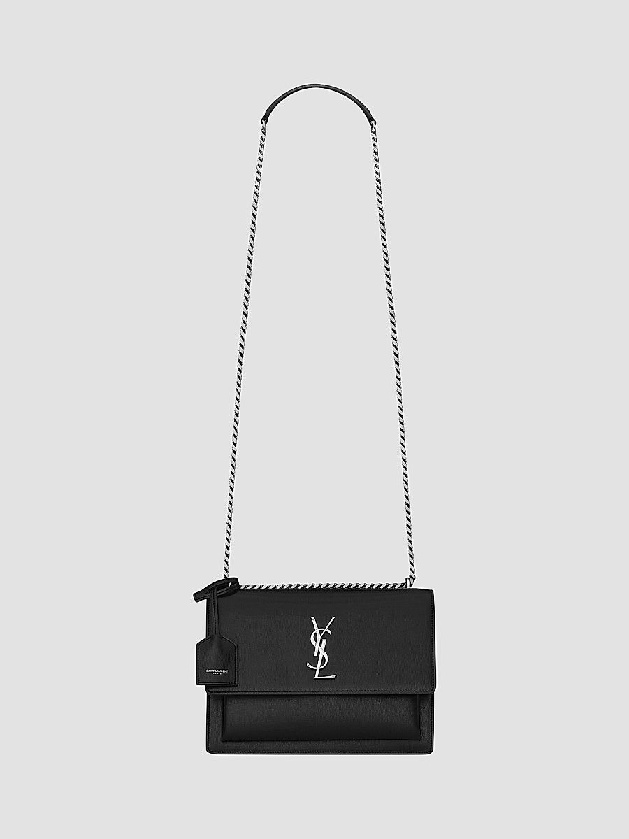Saint Laurent Women's Sunset Medium in Smooth Leather - Black