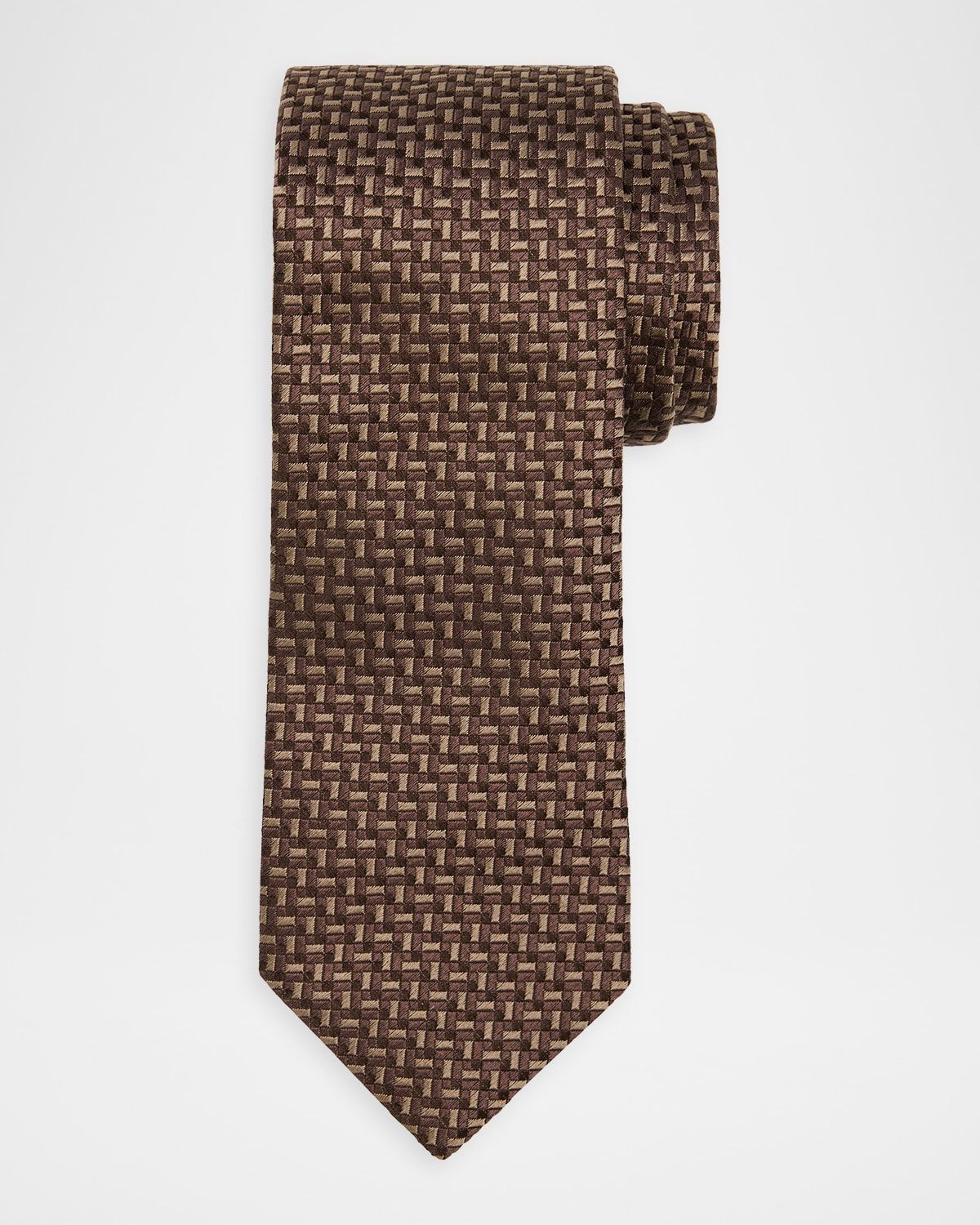 Men & apos;s Silk and Cotton Bicolor Basketweave Tie