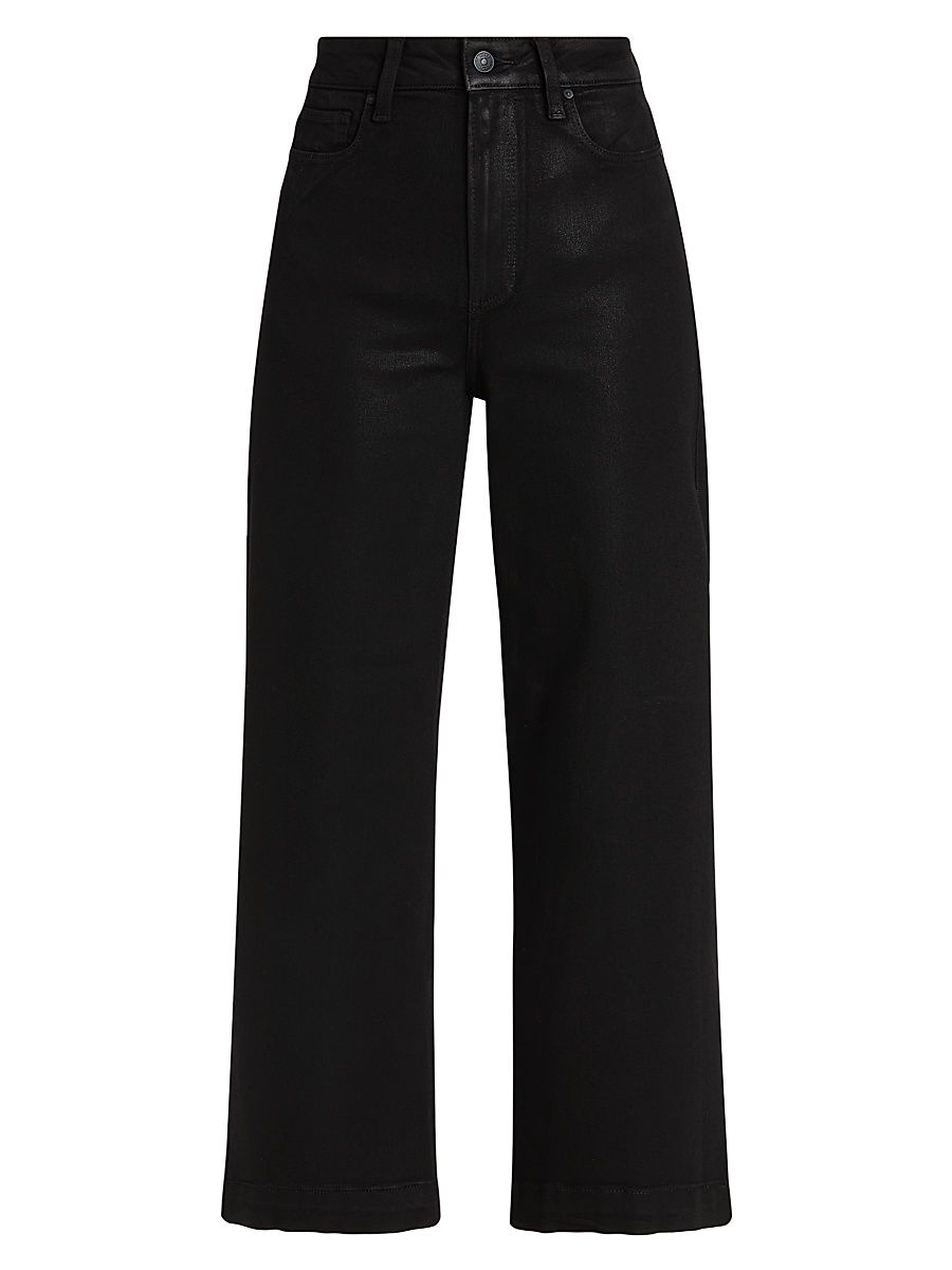 Women's Sasha Wide-Leg Crop Jeans - Black Fog Luxe Coating - Size 32