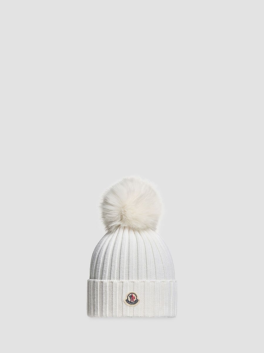 Moncler Women's Beanie Hat in Wool - White