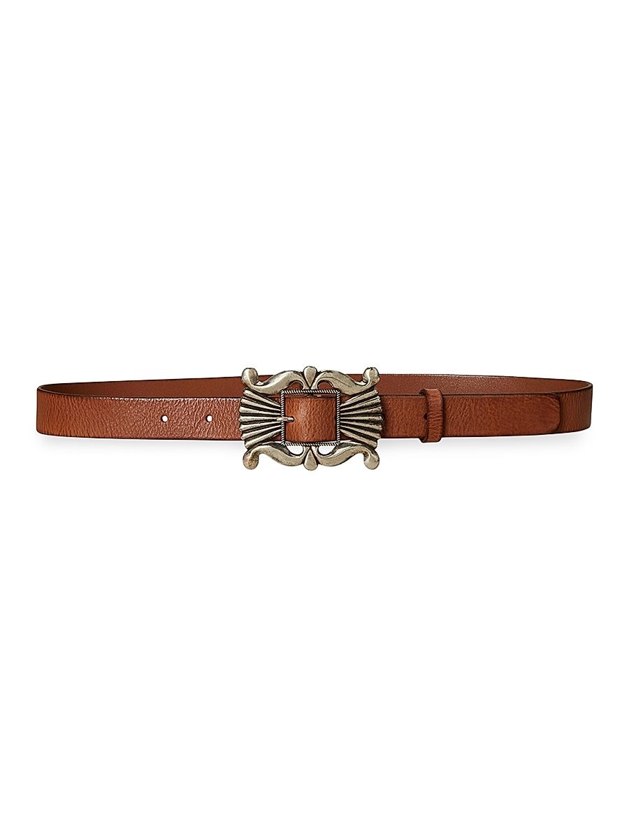 Women's Ralph Lauren x T. Skies Leather Belt - Brown - Size Medium