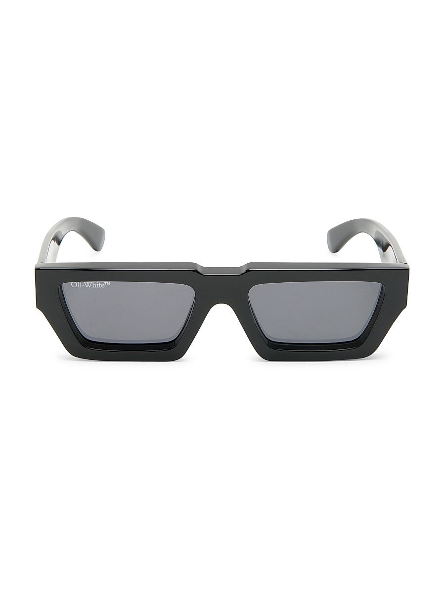 Men's Manchester 146MM Rectangle Sunglasses - Black Dark Grey