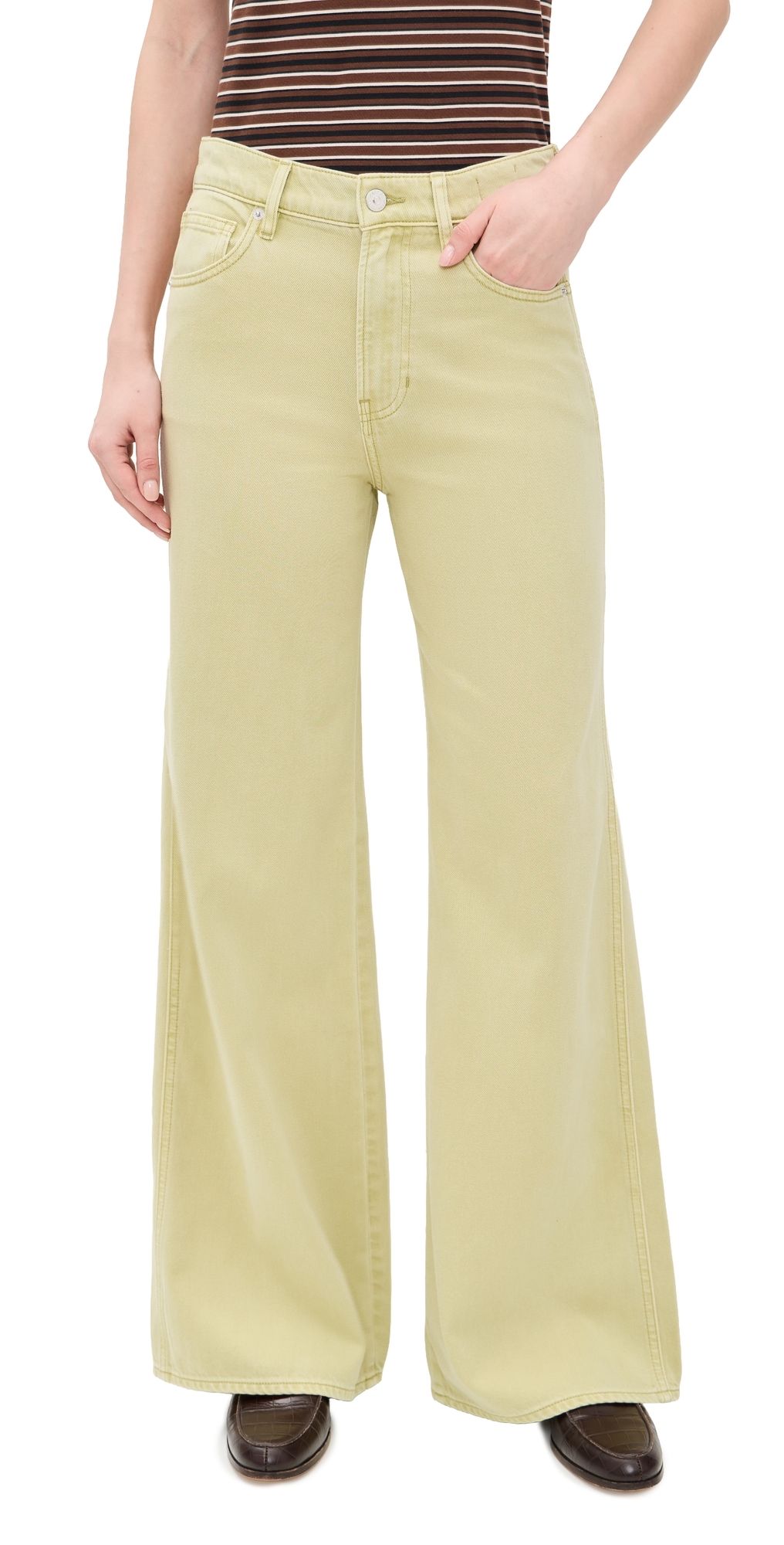 Veronica Beard Jean Kasey Mid Rise Wide Leg Jeans Pistachio 27