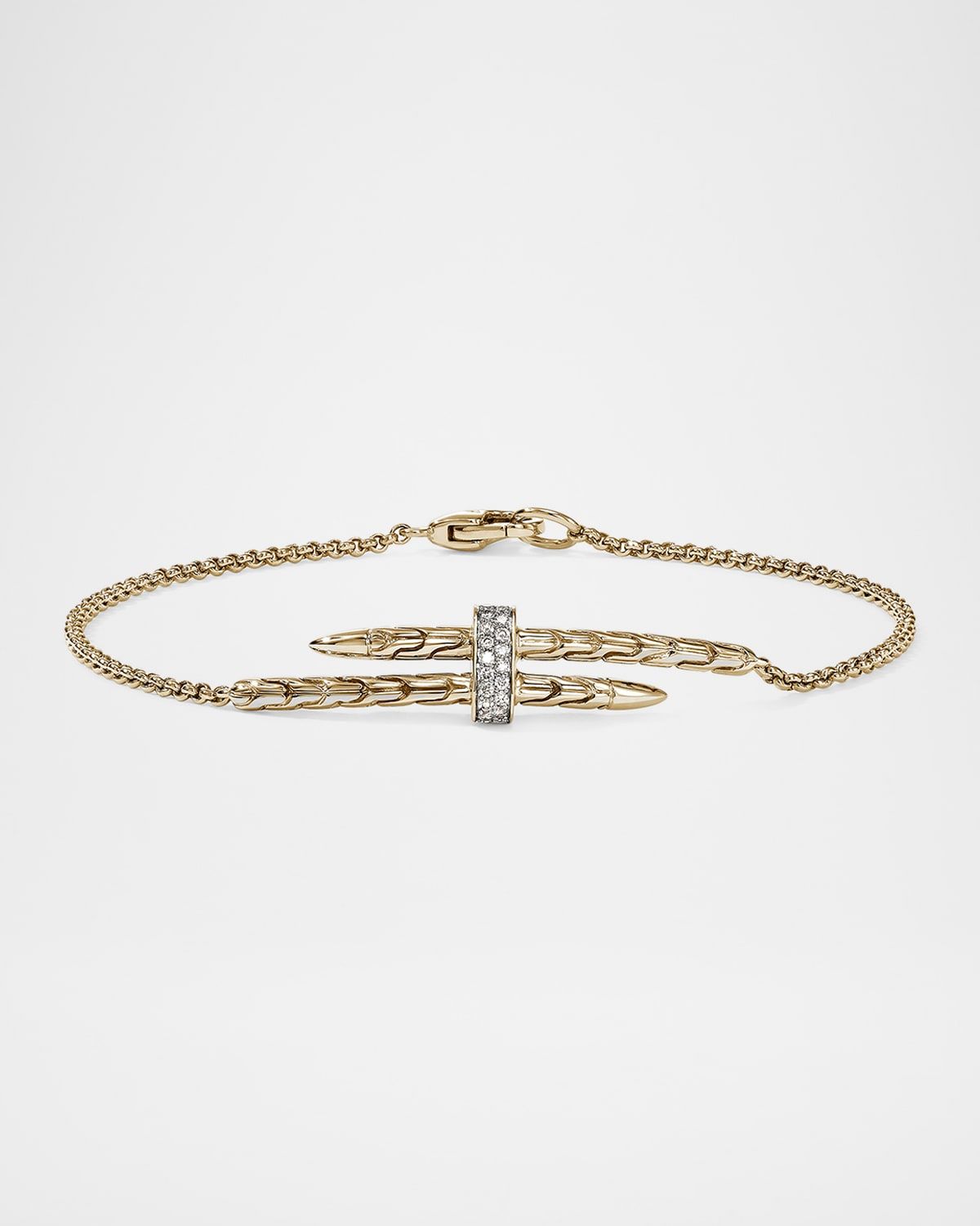 Men & apos;s 14K Gold Spear Station Bracelet with Diamonds