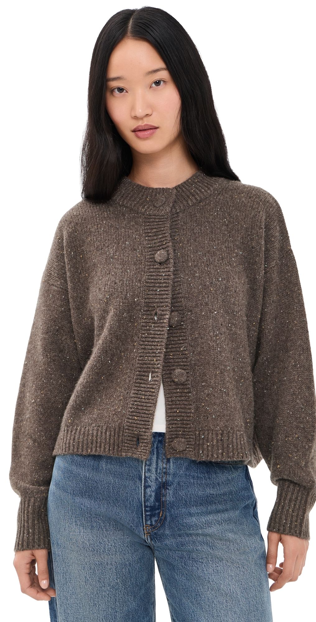 FRAME The Fleck Cardigan Brown S