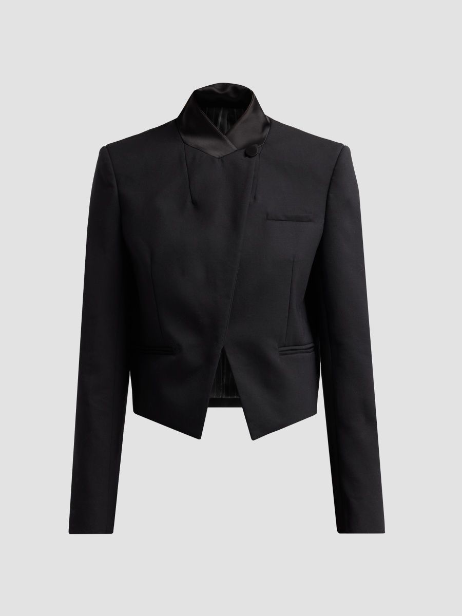 Tanya Taylor Women's Julie Stretch-Wool Blazer - Black - Size 14