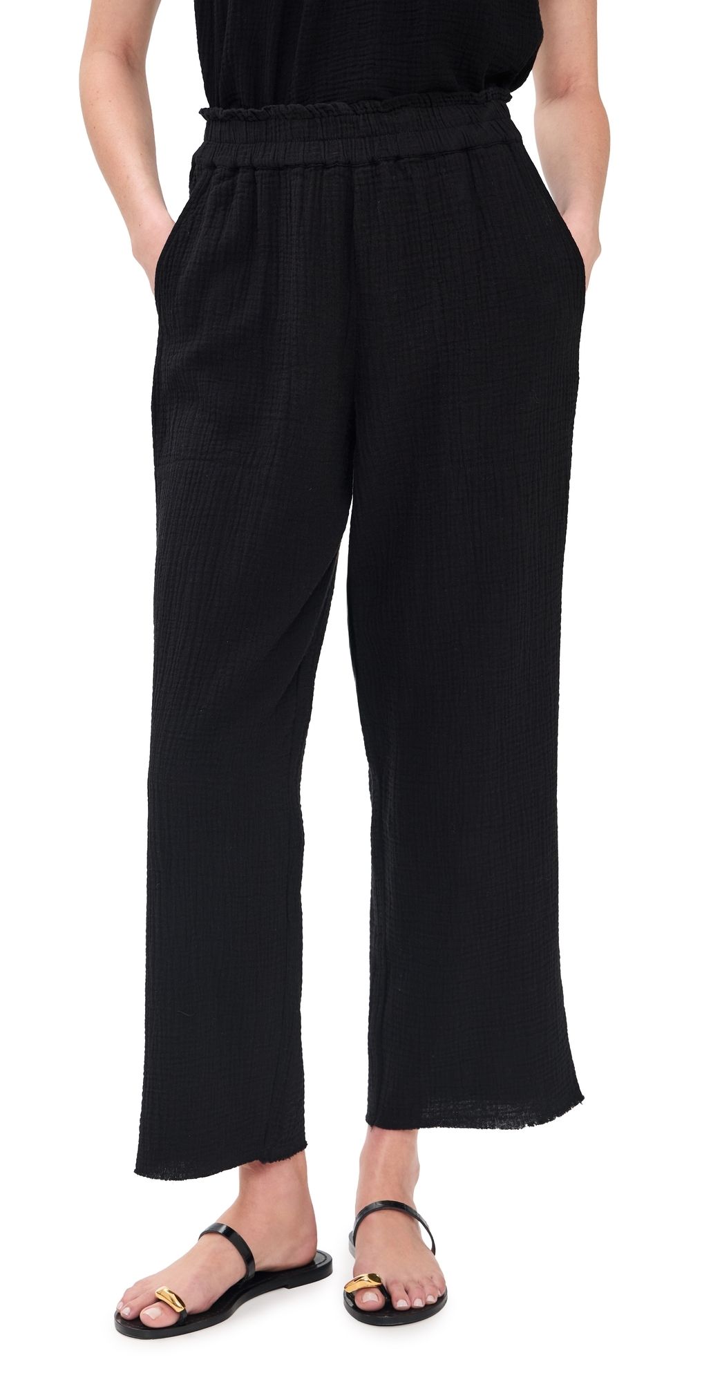 RAILS Leon Crop Pants Black Gauze XS