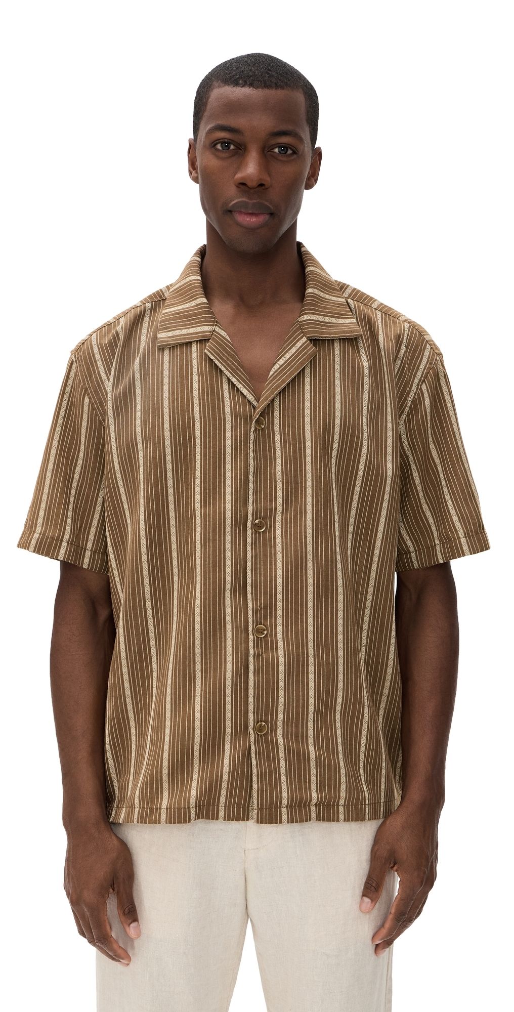 Rhythm West Winds Stripe Short Sleeve Shirt Earth S