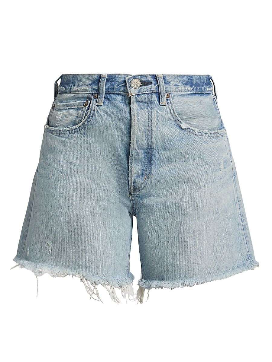Women's Nolita Cotton Raw-Edge Shorts - Light Blue - Size 27