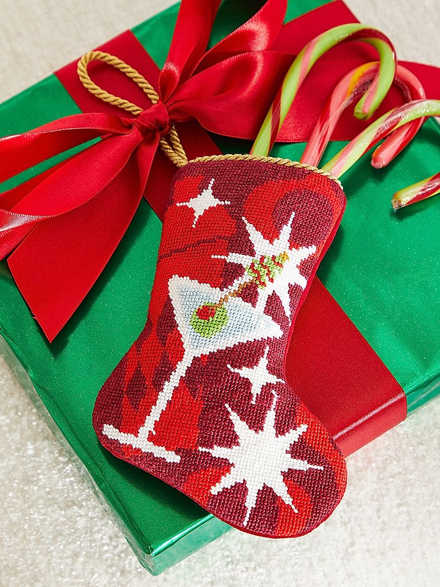 Red Holly Jolly Molly Martini Mini Bauble Stocking