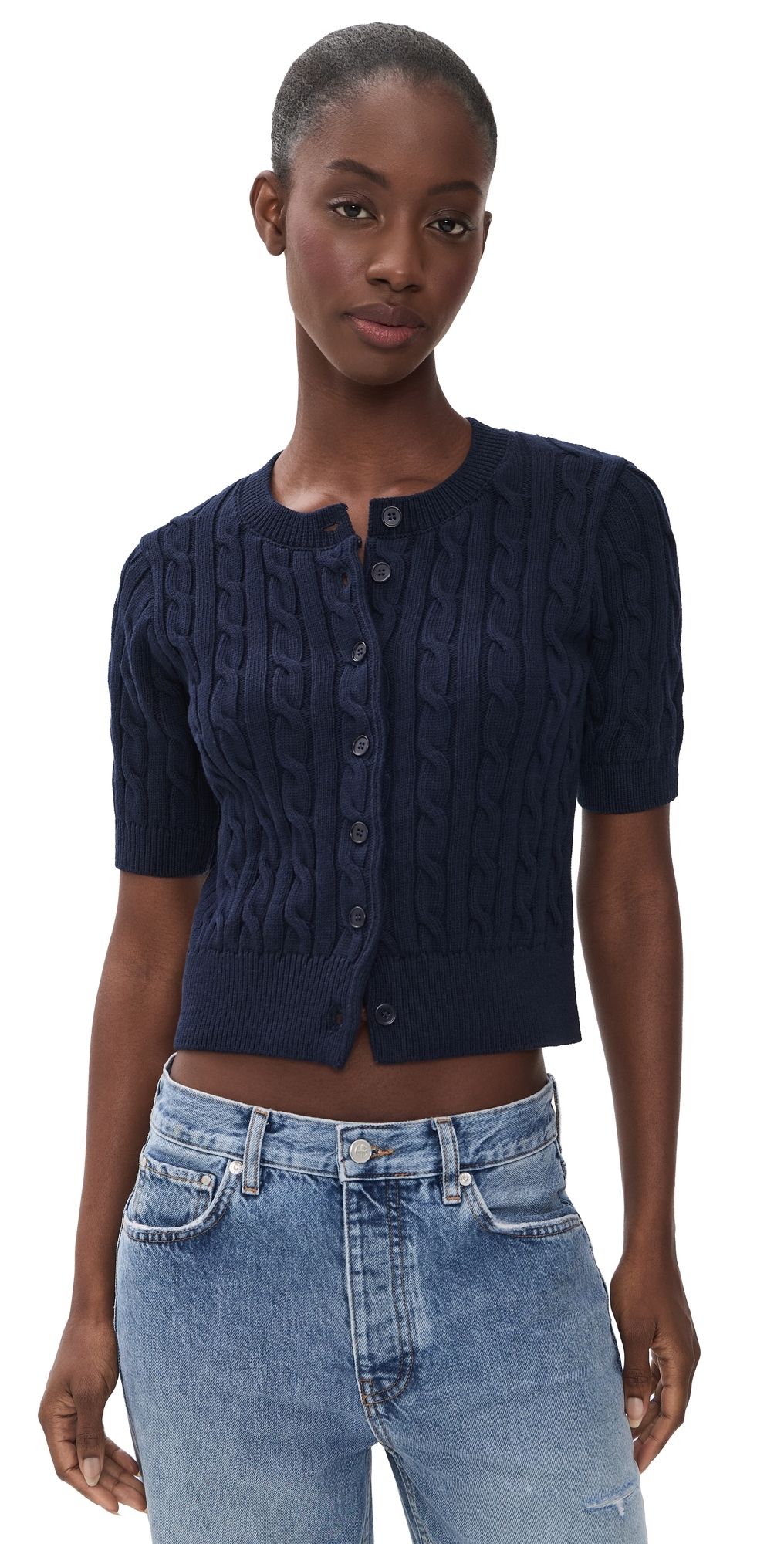 Favorite Daughter The Cafe Cable Cardigan Navy L