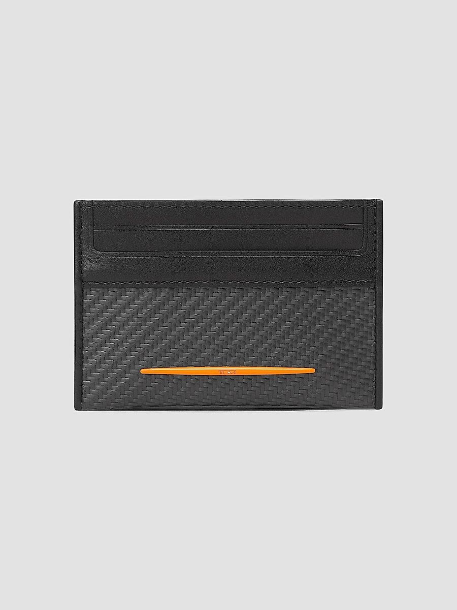 TUMI Men's Carbon Fiber Slim Card Case - Carbon Papaya