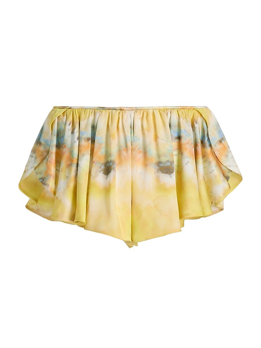 Women's Alchemy Tuck Silk Micro Shorts - Citrus Tie Dye - Size 8