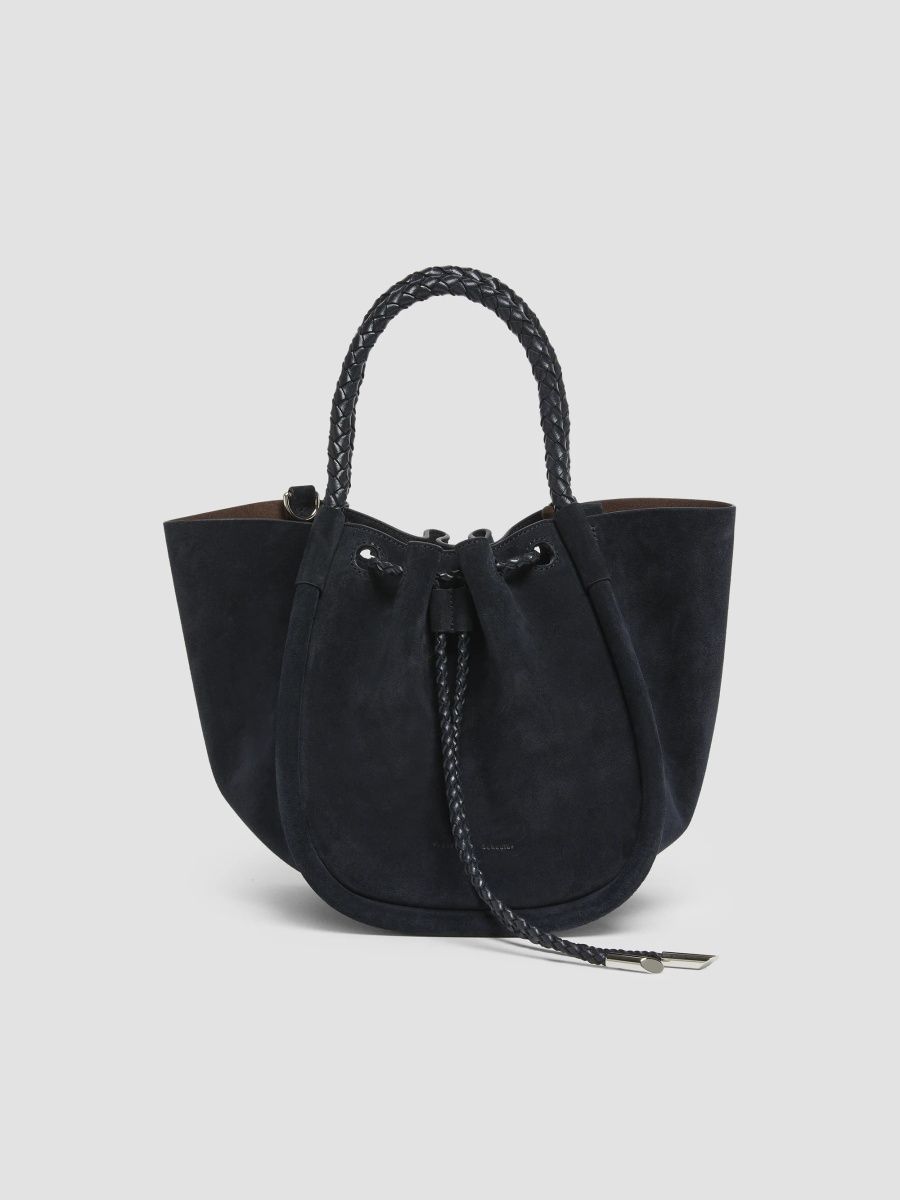 Proenza Schouler Women's Small Suede Ruched Tote Bag - Deep Navy