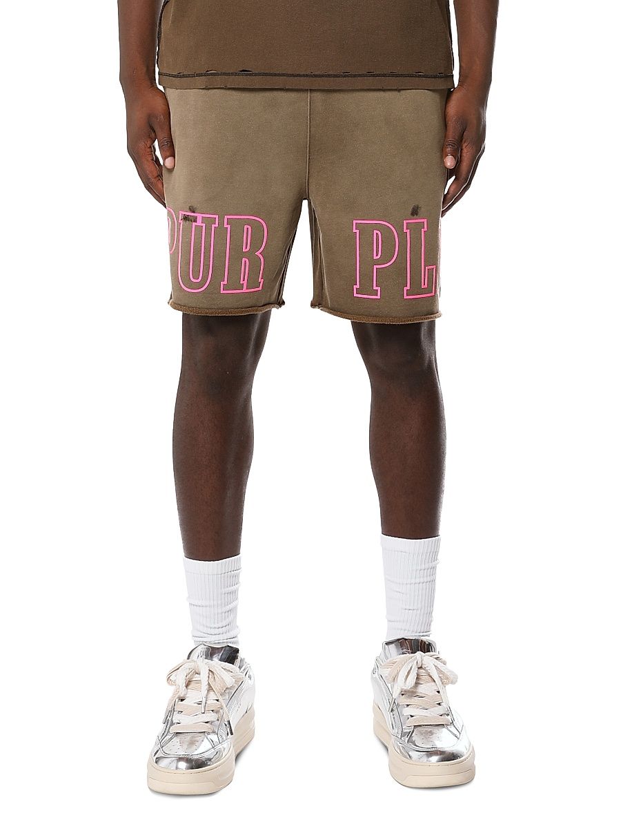 Men's Logo Fleece Raw-Edge Shorts - Black - Size XXL