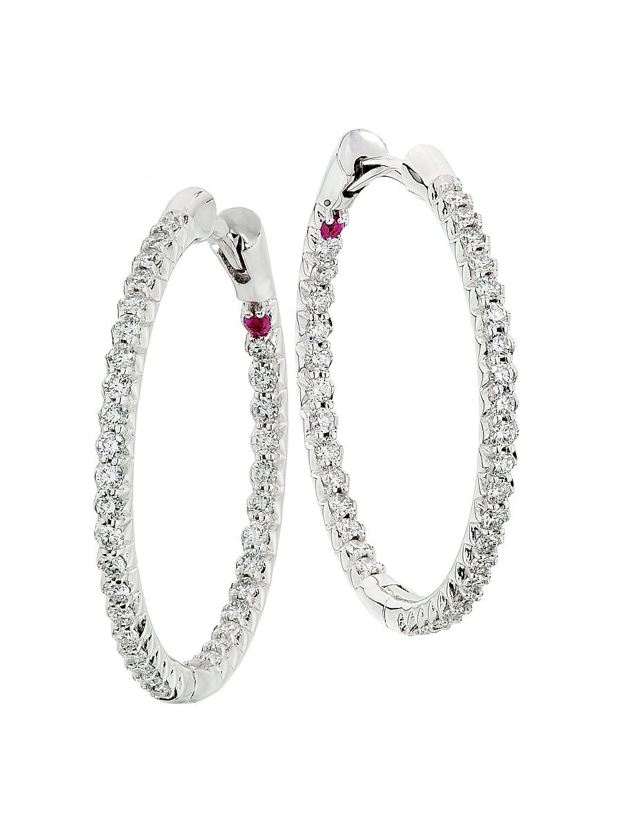 Women's Tiny Treasures 18K Yellow Gold & 0.56 TCW Diamond Hoop Earrings - White Gold